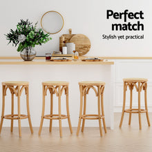 Load image into Gallery viewer, Artiss 4x Bar Stoosl Rattan Seat Wooden