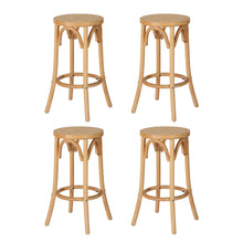 Load image into Gallery viewer, Artiss 4x Bar Stoosl Rattan Seat Wooden