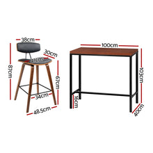 Load image into Gallery viewer, Artiss Bar Table and Stools Set Dining Desk Kitchen Chairs Cafe Pub