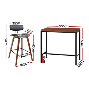 Artiss Bar Table and Stools Set Dining Desk Kitchen Chairs Cafe Pub
