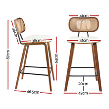Load image into Gallery viewer, 2x Artiss Bar Stools Kitchen Counter Rattan Chairs PU Leather Padding