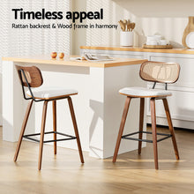 Load image into Gallery viewer, 2x Artiss Bar Stools Kitchen Counter Rattan Chairs PU Leather Padding