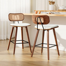 Load image into Gallery viewer, 2x Artiss Bar Stools Kitchen Counter Rattan Chairs PU Leather Padding