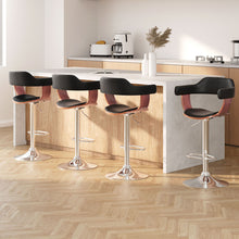 Load image into Gallery viewer, Artiss 4x Bar Stools Gas Lift Leather w/Armrest Black