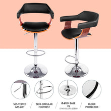 Load image into Gallery viewer, Artiss 4x Bar Stools Gas Lift Leather w/Armrest Black