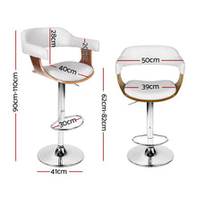 Load image into Gallery viewer, 4x Artiss Bar Stools Gas Lift Leather with Armrest White