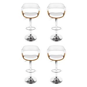 4x Artiss Bar Stools Gas Lift Leather with Armrest White