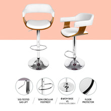 Load image into Gallery viewer, 4x Artiss Bar Stools Gas Lift Leather with Armrest White