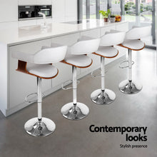 Load image into Gallery viewer, 4x Artiss Bar Stools Gas Lift Leather with Armrest White
