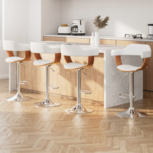 Load image into Gallery viewer, 4x Artiss Bar Stools Gas Lift Leather with Armrest White