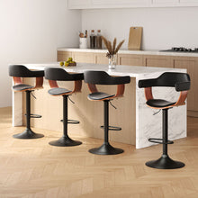 Load image into Gallery viewer, Artiss 4x Bar Stools Gas Lift Leather w/Armrest All Black