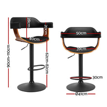 Load image into Gallery viewer, Artiss 4x Bar Stools Gas Lift Leather w/Armrest All Black