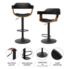 Load image into Gallery viewer, Artiss 4x Bar Stools Gas Lift Leather w/Armrest All Black