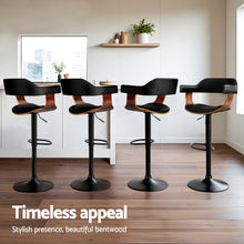 Load image into Gallery viewer, Artiss 4x Bar Stools Gas Lift Leather w/Armrest All Black
