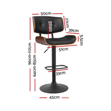 Load image into Gallery viewer, 2x Bar Stools Gas Lift Leather All Black