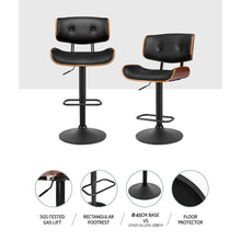 Load image into Gallery viewer, 2x Bar Stools Gas Lift Leather All Black