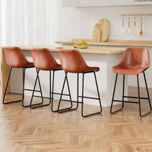 Load image into Gallery viewer, Artiss 4x Bar Stools Leather Padded Metal Legs Brown