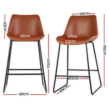 Load image into Gallery viewer, Artiss 4x Bar Stools Leather Padded Metal Legs Brown