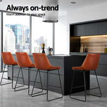 Load image into Gallery viewer, Artiss 4x Bar Stools Leather Padded Metal Legs Brown