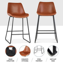 Load image into Gallery viewer, Artiss 4x Bar Stools Leather Padded Metal Legs Brown
