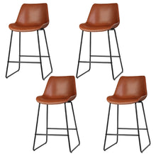 Load image into Gallery viewer, Artiss 4x Bar Stools Leather Padded Metal Legs Brown