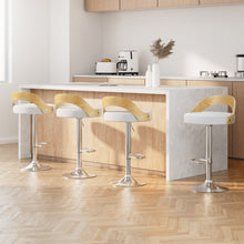 Load image into Gallery viewer, Artiss 4x Bar Stools Adjustable Leather Padded White