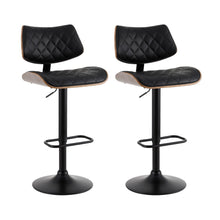 Load image into Gallery viewer, Artiss 2x Bar Stools Kitchen Dining Chairs Gas Lift Stool Wooden Leather Black