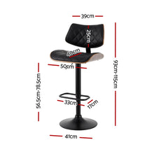 Load image into Gallery viewer, Artiss 2x Bar Stools Kitchen Dining Chairs Gas Lift Stool Wooden Leather Black