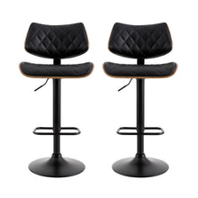 Load image into Gallery viewer, Artiss 2x Bar Stools Kitchen Dining Chairs Gas Lift Stool Wooden Leather Black