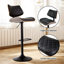 Load image into Gallery viewer, Artiss 2x Bar Stools Kitchen Dining Chairs Gas Lift Stool Wooden Leather Black