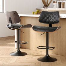 Load image into Gallery viewer, Artiss 2x Bar Stools Kitchen Dining Chairs Gas Lift Stool Wooden Leather Black