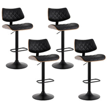Load image into Gallery viewer, Artiss 4x Bar Stools Kitchen Dining Chairs Gas Lift Stool Wooden Leather Black