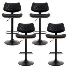 Load image into Gallery viewer, Artiss 4x Bar Stools Kitchen Dining Chairs Gas Lift Stool Wooden Leather Black