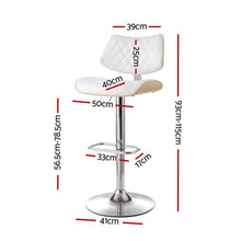 Load image into Gallery viewer, Artiss 2x Bar Stools Kitchen Dining Chairs Gas Lift Stool Wooden Leather White