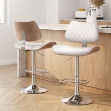 Load image into Gallery viewer, Artiss 2x Bar Stools Kitchen Dining Chairs Gas Lift Stool Wooden Leather White