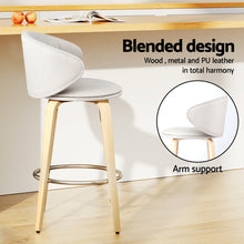 Load image into Gallery viewer, 2x Artiss Bar Stools Dining Chairs Contoured Leather Wood Stool