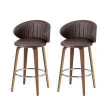 Load image into Gallery viewer, 2x Artiss Bar Stools Dining Chairs Contoured Leather Wood Stool