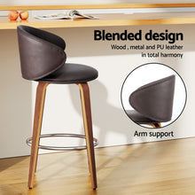 Load image into Gallery viewer, 2x Artiss Bar Stools Dining Chairs Contoured Leather Wood Stool