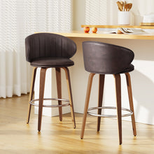 Load image into Gallery viewer, 2x Artiss Bar Stools Dining Chairs Contoured Leather Wood Stool