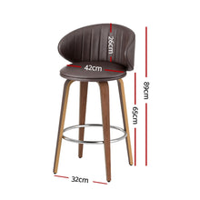Load image into Gallery viewer, 4x Artiss Bar Stools Dining Chairs Contoured Leather Wood Stool