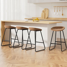 Load image into Gallery viewer, Artiss 4x Bar Stools Kitchen Dining Chairs Counter Stool PU Leather Metal Brown