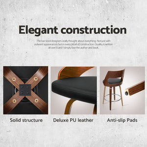 Artiss 4x Bar Stools Swivel Leather Chair 65cm