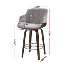 Load image into Gallery viewer, Artiss 4x Bar Stools Swivel Velvet Padded Wooden