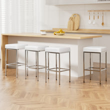 Load image into Gallery viewer, Artiss 4x Bar Stools Leather Padded Metal White