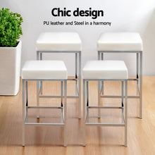 Load image into Gallery viewer, Artiss 4x Bar Stools Leather Padded Metal White