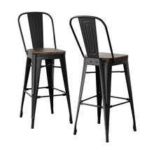 Load image into Gallery viewer, 2x Artiss Metal Bar Stools Wooden Seat Retro Counter Stool