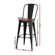 Load image into Gallery viewer, 2x Artiss Metal Bar Stools Wooden Seat Retro Counter Stool