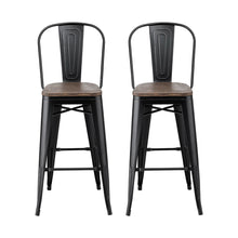 Load image into Gallery viewer, 2x Artiss Metal Bar Stools Wooden Seat Retro Counter Stool