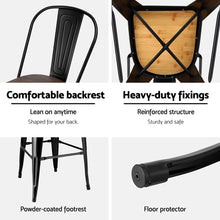 Load image into Gallery viewer, 2x Artiss Metal Bar Stools Wooden Seat Retro Counter Stool