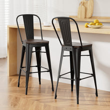 Load image into Gallery viewer, 2x Artiss Metal Bar Stools Wooden Seat Retro Counter Stool